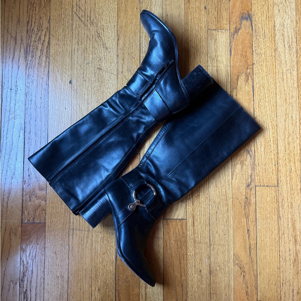 Frye Black Heeled Leather Boots